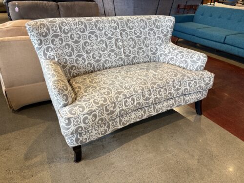 Curved Back Loveseat with Damask Pattern