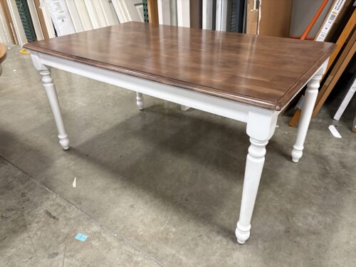 Farmhouse Style Dining Table with Walnut Finish Top