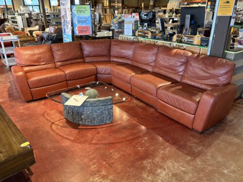 Leather Rust Colored L Shaped Sectional Sofa