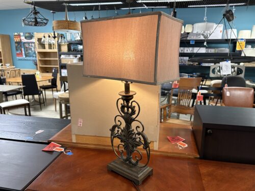 ASHLEY Gold Sallee Table Lamp w/ Champagne Shade