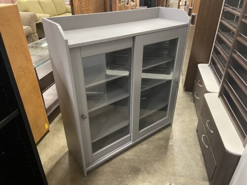 Grey Sliding Glass Door Shelving Unit