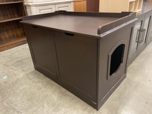 Brown Wooden Pet Litter Box Cabinet