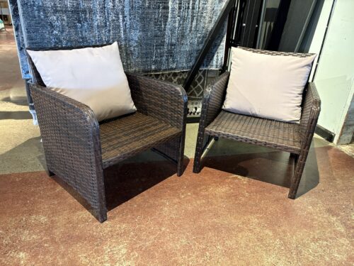 Brown Wicker Patio Chairs  (Set of 2)