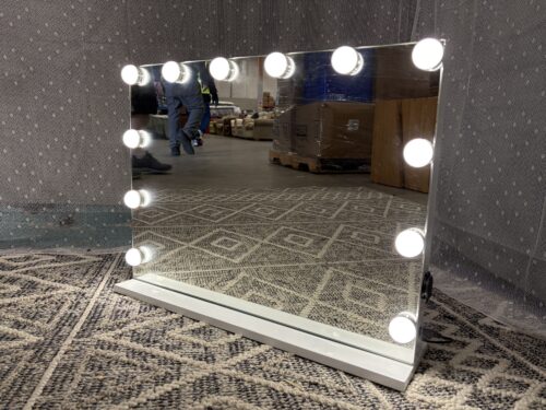 White Countertop Illuminated Vanity Mirror with USB Charging Port