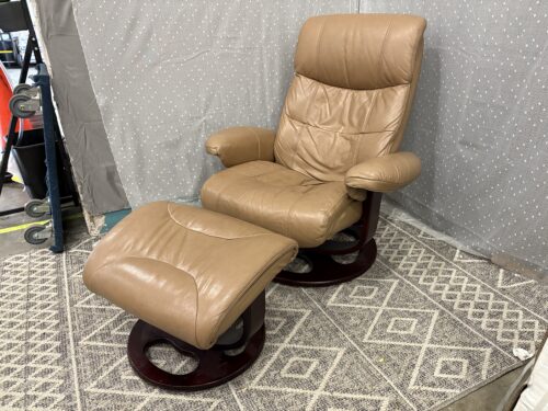 LANE Tan Leather Stress Free Armchair with Ottoman
