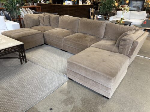 Light Brown Plush Microfiber 6-Piece Modular Sectional