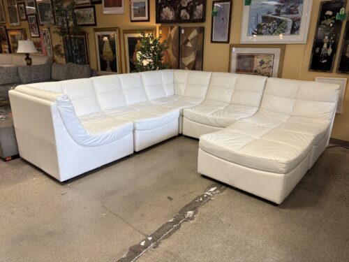 Z-GALLERIE Convo White Leather Curved 6-Piece Sectional