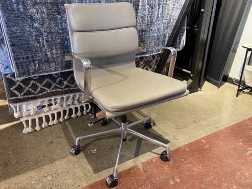 Gray Office Chair with Padded Seat and Chrome Base