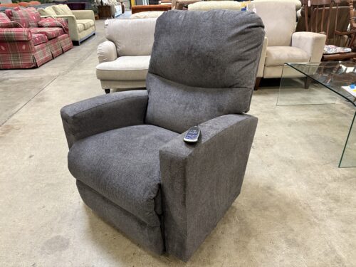 LA-Z-BOY Dark Grey Square Arm Power Recliner with Corded Remote