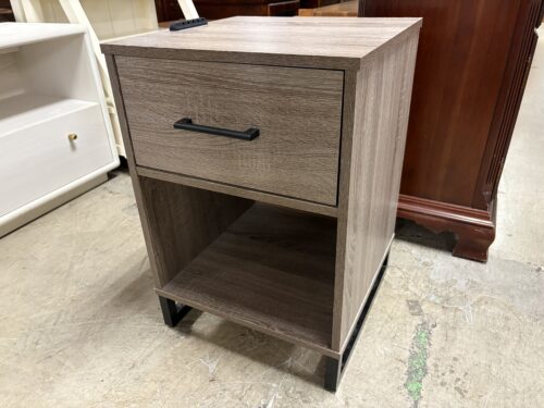 Grey Modern 1-Drawer Open Nightstand