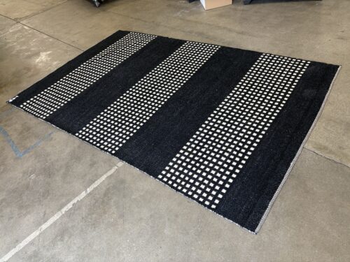 AMAGANSETT Black and White Checkered Hand Woven Reversable Wool Rug