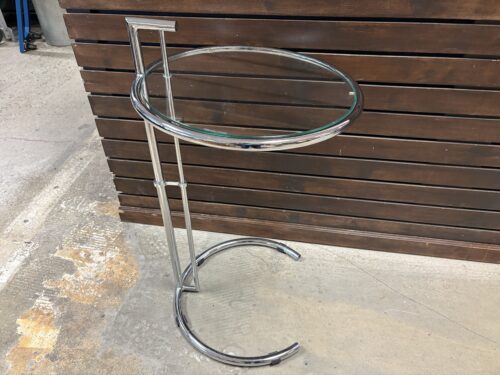 Chrome Adjustable Glass Top Side Table