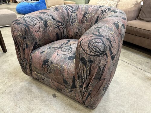 BEVERLY INTERIORS Vintage Berry and Black Abstract Pleated Club Chair