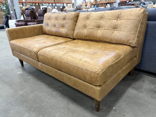 NEW! JOYBIRD Eliot Tufted Leather Single Arm Loveseat in Santiago Cider