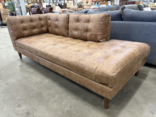 NEW! JOYBIRD Eliot Tufted Leather Bumper Chaise in Santiago Cider