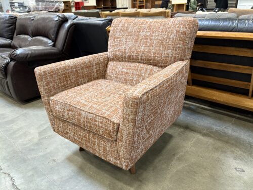 LA-Z-BOY Orange and Cream Boucle Fabric Swivel Armchair