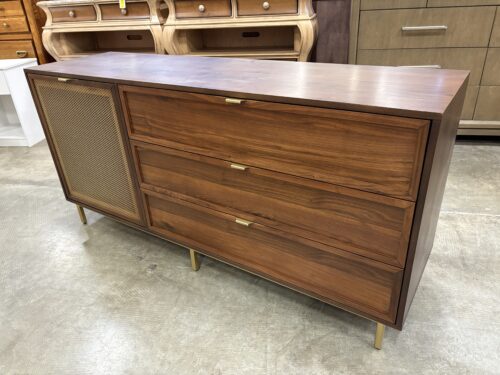 JOYBIRD Ackley 3 Drawer Dresser with Brass Pulls and Side Cabinet
