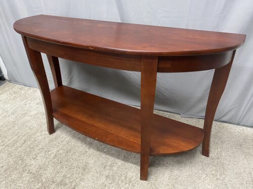 Demilune Wooden Cherry Stained Sofa Table