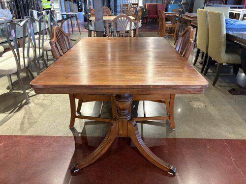 Vintage Regency Style Rectangular Pedestal Dining Table (Set of 4 Chairs)