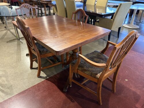 Vintage Regency Style Rectangular Pedestal Dining Table (Set of 4 Chairs)