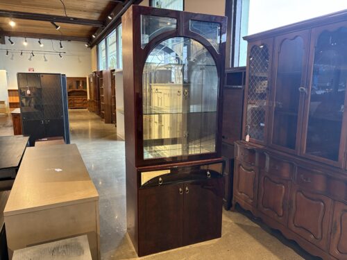 Italian Dark Brown Adjustable Glass China Hutch