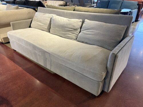 Light Gray Contemporary 1-Cushion Sofa with Nailhead Trim