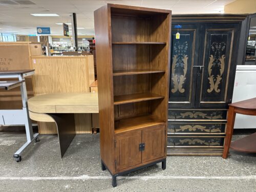 Brown Wood Bookcase w/ Lower Cabinet