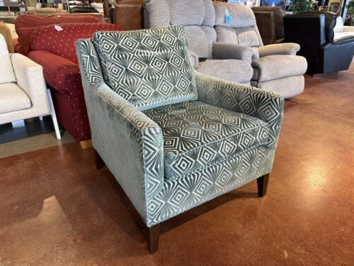 THOMASVILLE Modern Transitional Blue and White Accent Chair with Geometric Pattern