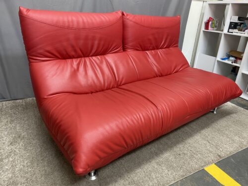 MARUICHI Japanese Modern Adjustable Folding Back Red Leather Loveseat