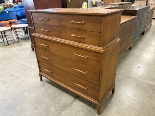 HERITAGE HENREDON Vintage Mid-Century 7 Drawer Tallboy Dresser with Turned Wooden Pulls