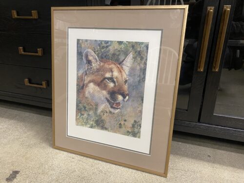 Limited Edition Mountain Lion Gold Framed Print by Gail H. Wolf