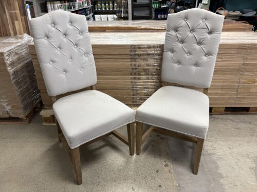 CLASSIC CONCEPTS Ava Beige Upholstered Tufted Chair (Set of 2)