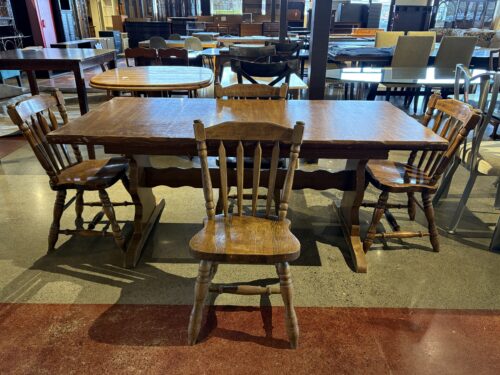 Vintage Rustic Refectory Dining Set with Vintage Wooden Chairs (Set of 4 Chairs)