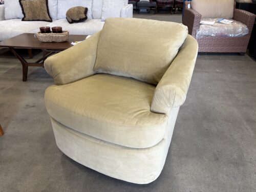 HOOKER FURNITURE Tan Microplush Swivel Rocking Club Chair