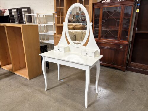 IKEA Hemnes 3 Drawer Vanity with Oval Mirror in White