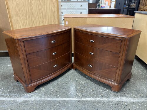 SCHNADIG Cherry Finish 3-Drawer Bedside Chest w/ Chevron Inlay (Set of 2)