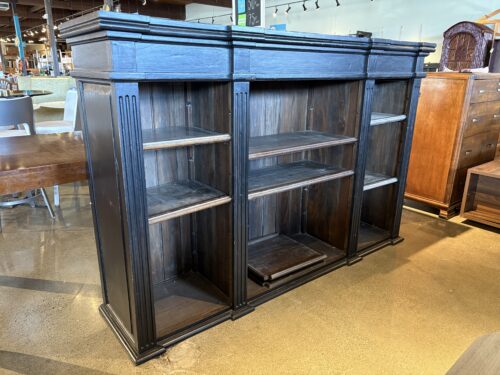 Vintage British Colonial Black Low Bookshelf