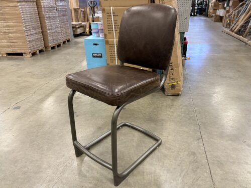 POTTERY BARN Armless Cantilever Chair with Brown Leather Seat