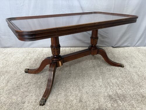 IMPERIAL GRAND RAPIDS Antique Mahogany Clawfoot Double Pedestal Coffee Table