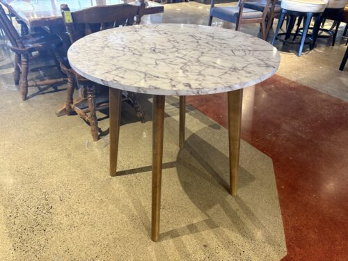 Contemporary Marble Pattern Table with Walnut Legs