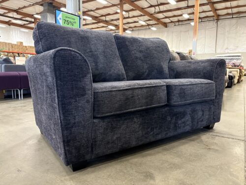 Charcoal Grey Plush Chenille Loveseat