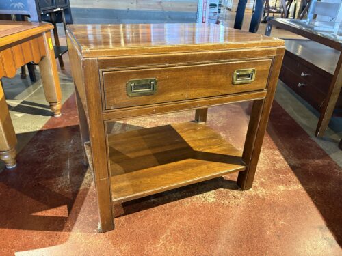 ETHAN ALLEN Campaign Style Single Drawer Nightstand