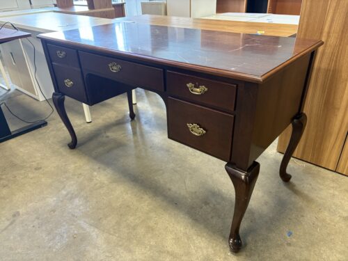 Vintage Wooden Provincial Style Office Desk with Decorative Swing Pulls