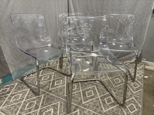 IKEA  Tobias Clear and Chrome Dining Chairs  (Set of 4)