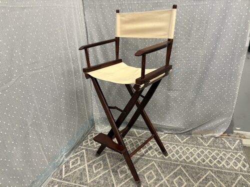 PIER 1  Walnut Finish Wooden Directors Chair with Thick Ivory Canvas Seat