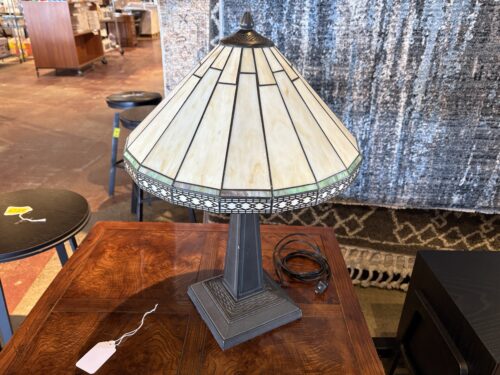 Mission Tiffany Style Yellow Stained Glass Lamp