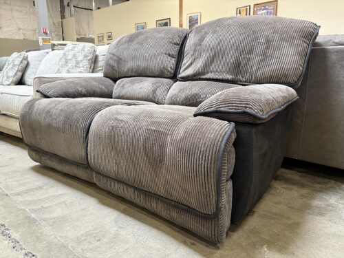 Greige Plush Corduroy Manual Dual Recliner