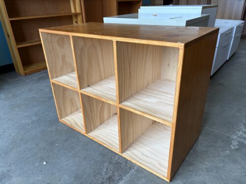 Natural Finish Wooden 6 Cube Bookcase