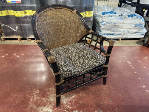 Rattan Accent Chair with Dark-Finished Frame