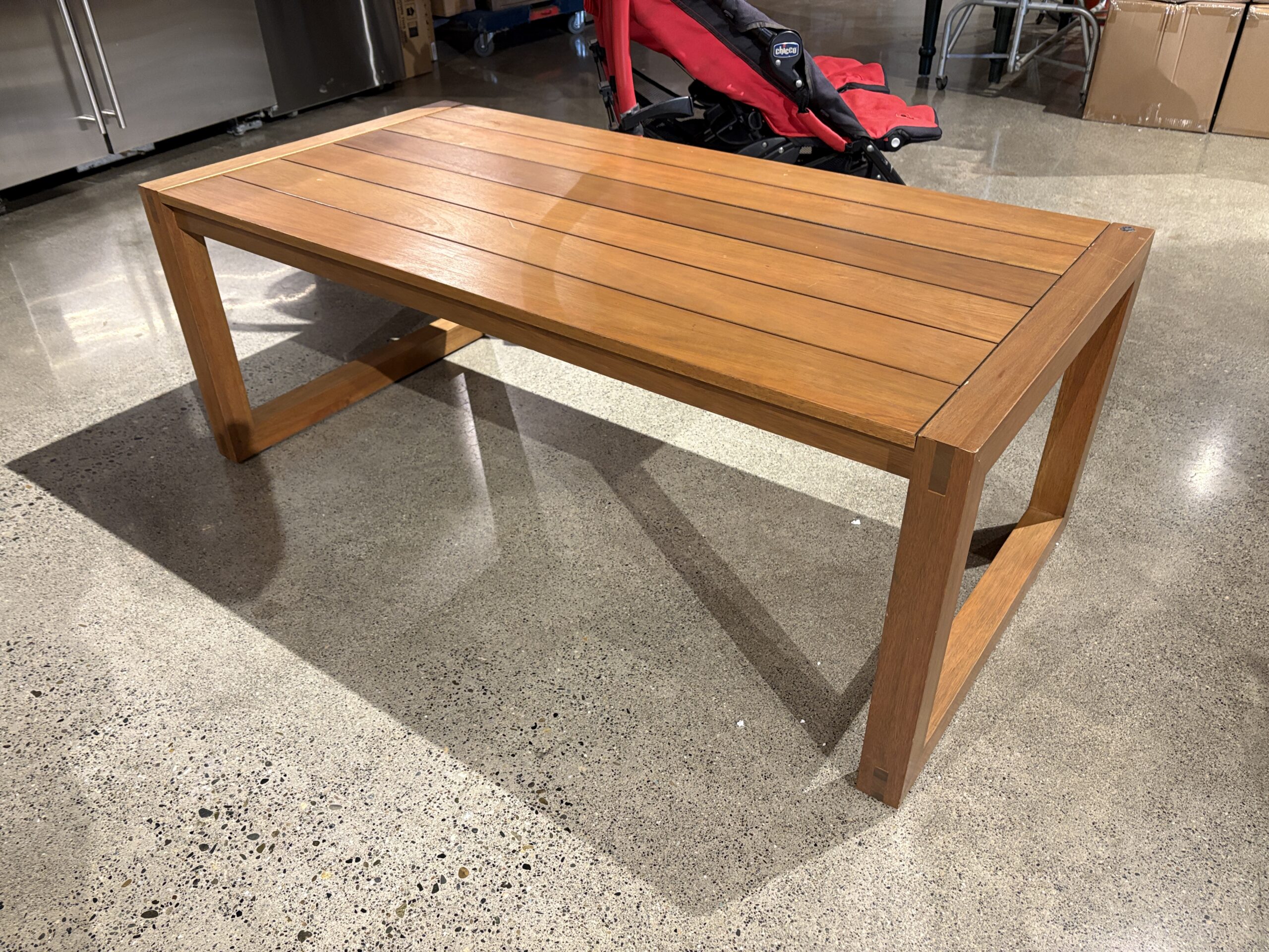 Natural Brown Wood Modern Patio Coffee Table